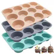 Anxbbo Silicone Muffin Pan Set - Regular 12 Cups Muffin Tin 3 Pack Non-Stick ...
