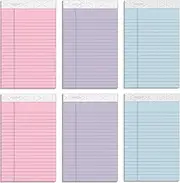 TOPS Prism Writing Pads, 5" x 8", Jr. legal Rule, Narrow 1/4" Spacing, Assorted Colors, 2 Each: Pink, Orchid, Blue, Perforated, 50 Sheets, 6 Pack (63016)