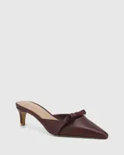 Joya Bordeaux Leather Kitten Heel Mule