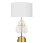 Melania Modern Table Desk Lamp Light Metal Fabric Clear White Gold