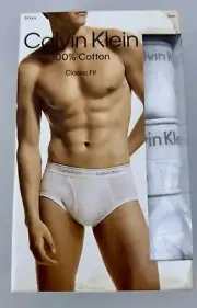 Men's Small Calvin Klein 100% Cotton Classic Fit Brief 3-Pack White