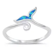 Whale tail opal sterling silver toe rings