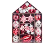 73 Pieces Christmas Balls Decoration Set, Christmas Tree Christmas Ornaments, Painted Christmas Balls Pack, Red White