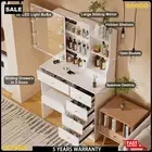 Dressing Table with 6 Drawers and stool Set Vanity Desk with Shelves& LED Mirror
