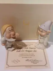 LENOX DOPEY and SNEEZY SALT & PEPPER set -- Snow White -- -- NEW in BOX with COA