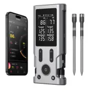 2 Ultra-Thin Probes, LCD Display, Digital Food Thermometer for Grill, BBQ, Smoke