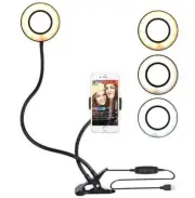 360 Degree Flexible Selfie Ring Light with Phone Holder for Live Streaming - 6 I
