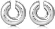 [LEE&RO] Chunky Ear Cuff Earrings for Women Non Piercing Ear Clip Earrings 14K Gold Ear Cuff and Silver Ear Cuffs Set