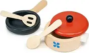 Mentari Wooden Toy Play Kitchen Accessories - Whimsical Toy Kitchen Play Set Featuring Casserole Pot, Pan, & Utensils, Perfect for Creative Storytelling and Immersive Pretend Play! Age 2Y and Up