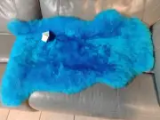 REAL SHEEPSKIN RUG / Soft & Warm / lambswool / Solid Color Turquoise 2'x3'