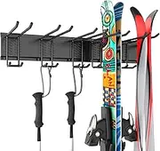 Houseables 12-Pair Ski & Snowboard Wall Mount Rack, Holds Up to 270 lbs, Black, Metal, Ski Storage Rack, Ski Hanger, Garage Organization