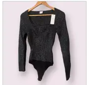 Women's Abercrombie & Fitch Thong Bodysuit Size M Black Silver