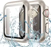 Waterproof Case with Tempered Glass Screen Protector for Apple Watch 44mm SE (2n