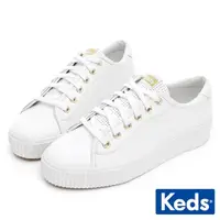 在飛比找momo購物網優惠-【Keds】CREW KICK 簡約厚底皮革休閒鞋-白(92