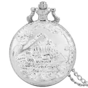 Locomotive Train Design Quartz Pocket Watch with Necklace Chain for Mem Women