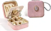 [Generic] Display Storage BoxVelvet Travel Jewelry Box, Mini Travel Jewelry Case Organizer with Built in Mirror for Women Girls, Portable Display Storage Box For Rings Earrings Necklaces Bracelets