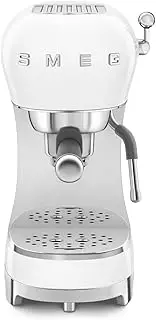 [Smeg] ECF02WHEU Espresso Coffee Machine, Cappuccino Steam Function, Thermoblock, Large Cup Housing and Double Coffee Function, 1 L Water Tank, User-friendly Operating System, 1350 W, White