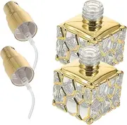 Healvian 2Pcs Refillable Travel Perfume Bottles Portable Glass Spray Bottles for Fragrance Storage Elegant Design for Vanity and Travel Use Lightweight and Convenient