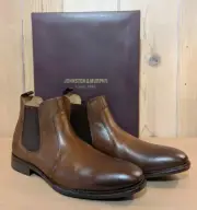 JOHNSTON & MURPHY Mens Brown Lewis Toe Block Heel Leather Chelsea 10.5 M
