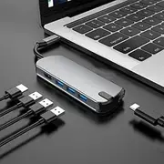 Blutech USB C Hub T1905 5 in 1 Multi-Function Type-C/USB-C HUB Expansion Dock (Grey) Multifunctional Type C Laptop Adapter (Color : Grey)