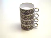 (4) Soviet Era Stacking Tiny Porcelain TeaCups Vintage