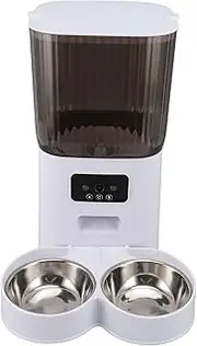 Automatic Cat Feeder, 5L Cat Food Dispenser with 304 Stainless Steel Food Bowl, Multifunctional Pet Feeder Dry Food Dispenser for Indoor Cats Dogs (Double Bowl with Camera)