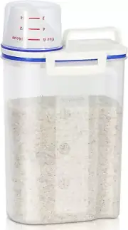Rice Storage Bin Cereal Containers Dispenser with BPA Free Plastic + Airtight De