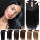 Clip In 100% Remy Human Hair Women's Toupee Topper Extension Silk Top Hairpiece