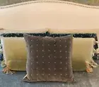 Dwell Studio Mercer Tufted Velvet EUROPEAN Sham Linen Backside in Slate Gray