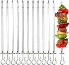 Lebikol 12 Pack Kebab Skewers BBQ Barbecue Skewers Reusable Metal Stainless S...