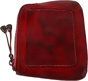 [WRITWAA] Lady's Mini Coin Card Holder Cowhide Zipper Pouch Wallet Organized Change Purse Card Pouch