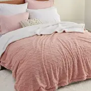 Sherpa Queen Size Blanket for Bed - Fuzzy Queen (90" x 90") 08 - Dusty Pink