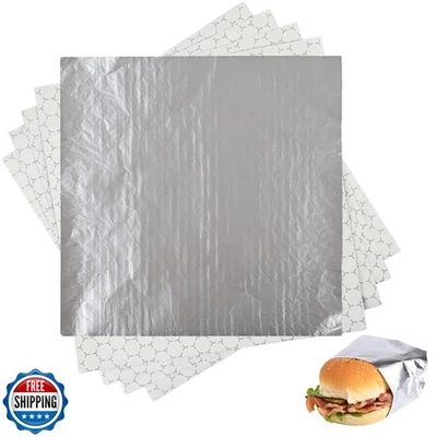 200 Pack Premium Insulated Foil Sandwich Wrap Sheets, 12"x12" Pre-Cut Foil Pa