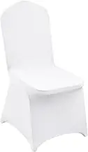 VEVOR 100 Pcs White Chair Covers Polyester Spandex Chair Cover Stretch Slipcovers for Wedding Party Dining Banquet Flat-Front Chair Covers