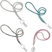 AIMALL 4PCS Diamond-Encrusted Phone Lanyard - Rhinestone Neck Hanging Rope, Wrist Chain, and Anti-Fall Pendant for Work Cards, 15.7 Inch