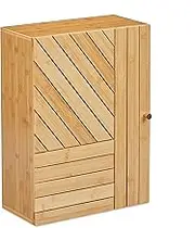 Relaxdays Bamboo Wall Cupboard, Adjustable Shelf, Adjustable Door, 55 x 40 x 20 cm, Natural