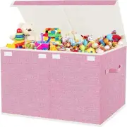 VERONLY Large Toy Box Chest Storage with Lid - Collapsible Kids Toys Pink