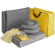 Universal Spill Kit, Spill Control Supplies 43 pcs, Includes 30 Universal Sorbent Pads, 2 Universal Sorbent Socks 3"x4', 2 Disposal Pillows, Rubber Gloves, and