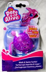 New! Zuru Pets Alive "Violette" Pink Turtle Robotic Pet-Water Activated-Swims