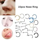 Mix 22pcs Stud Nose Ring Hoop Septum Helix Nostril Piercing Labret Lip Cartil CR