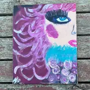 PAINTING Original Artist Acrylic Mixed Media Woman Canvas Pop Art Christmas Gift
