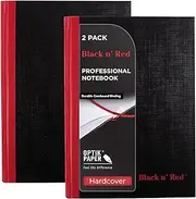 Black n' Red Notebook, Durable Hardcover, Premium Optik Paper, Scribzee App Compatible, Casebound Binding, 8-1/4" x 5-7/8", 96 Double-Sided Ruled Sheets, Pack of 2 (73405)