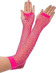 [Lastclream] 80s Fishnet Sleeves for Women Cosplay Costume Party Accessories Fingerless Mesh Fishnet Gloves