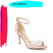 Sam Edelman Platt Pearl Detail Pink Satin Heels Ankle Strap Shoes Size 8.5 M