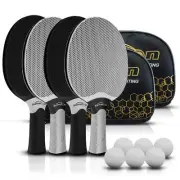 Table Tennis Rackets SetProfessional Ping Pong Paddle Set for 4 Players Compo...