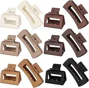 12 Pack Square Claw Clips, Large and Small Hair Claw Clips for Women Thick Thin Hair (Neutral)