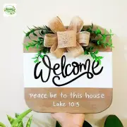 Wooden Welcome Sign – "Peace Be to This House" – Home Decor, Wall Hanger