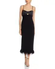 Likely Kalani Feather Trim Midi Dress