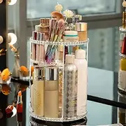Rotating Makeup Organiser with Compartment 360° Makeup Holder Acrylic Cosmetic Organizer Stand Vanity Makeup Display Box for Dresser Beauty Vanity Skincare