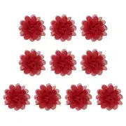 10Pcs 3.9" Chiffon Flowers Fabric Flower Sewing Fabric Appliques Red